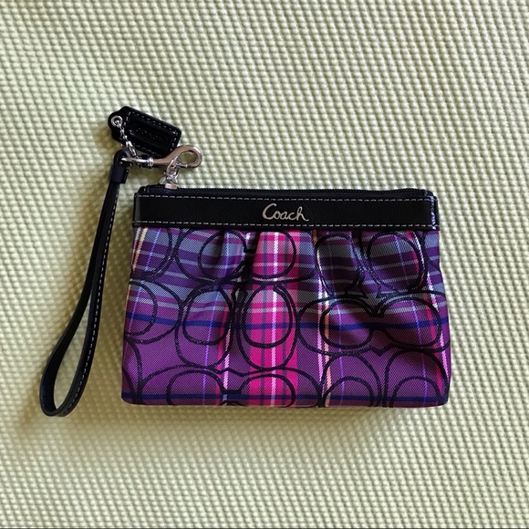 Coach Handbags - NWOT COACH Purple/Black Glitter Wristlet